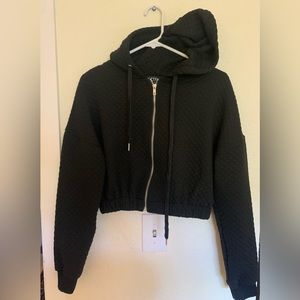 Kittenish Zip-Up Cropped Hoodie